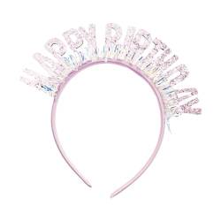 Colcolo Alles Gute zum Geburtstag-Stirnband, alles Gute zum Geburtstag-Haarband mit glitzernder Geburtstagskrone, Geburtstags-Tiara für Party-Geschenk, Rosa von Colcolo
