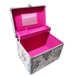 Colcolo Kosmetik-Aufbewahrungsbox mit Tablett, tragbare Make-up-Tasche mit Spiegel, Make-up-Etui, L-Umschlag von Colcolo