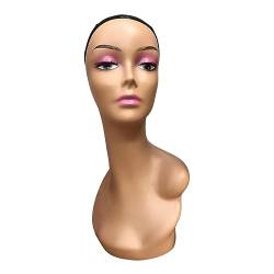 Colcolo Weiblicher Perückenkopf-Mannequin-Hut-Präsentationsständer, langer Hals, glatt, 48,3 cm, mit stabiler Make-up-Basis, Puppen-Perückenständer für, Stil b von Colcolo