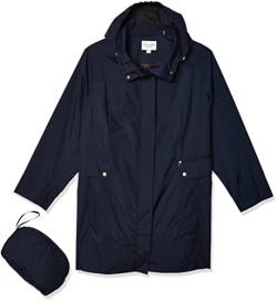 Cole Haan Damen Back Bow Packable Hooded Rain Jacket Jacke, Indigo, Large Zierlich von Cole Haan