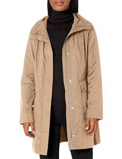 Cole Haan Damen Verstaubare Regenjacke mit Kapuze und Schleife Jacke, champagnerfarben, M von Cole Haan