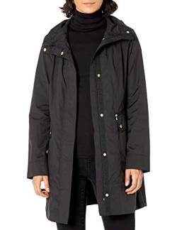 Cole Haan Damen Verstaubare Regenjacke mit Kapuze und Schleife Jacke, schwarz, XL von Cole Haan