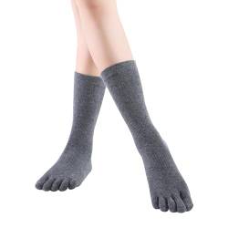 Colexy 1 Paare Yoga Socken, Antirutsch Socken Damen Baumwolle Stoppersocken Rutschfeste Socken Sport Zehensocken für Yoga, Barre, Pilates, Tanz, Barfuß, Trampolin, Zuhause, Krankenhaus (Grau) von Colexy