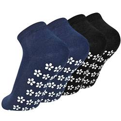 Colexy 2 Paare Yoga Socken Anti Rutsch Damen, Stoppersocken Herren, Anti Rutsch Socken Damen, Yoga Socken Rutschfest Damen, Rutschfeste Griffsocken für Pilates M, 35-42 (Schwarz, Marineblau) von Colexy