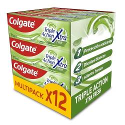 Colgate Triple Action Xtra Fresh Zahnpasta, Packung mit 12 x 75 ml, Zahnpasta mit Fluor, Schutz gegen Karies, hilft bei der Erhaltung weißer Zähne, frischer Atem für die ganze Familie von Colgate