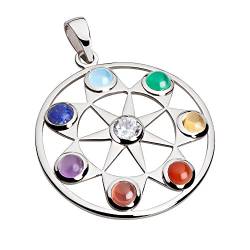 7-Chakra-Anhänger Pendant 925 Silber-Schmuck mit den 7-Chakren als Edelstein-Chakren-Halskette für Damen Herren Esoterik-Geschenk-e Kundalini-Yoga Reiki-Schmuck Ketten-Anhänger für Healing und Balance von Collection Inner Light