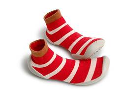 Collegien 5492-00A Hausschuhe Socken Streifen rot Sucre d'orge Gr. 18/19 von Collegien