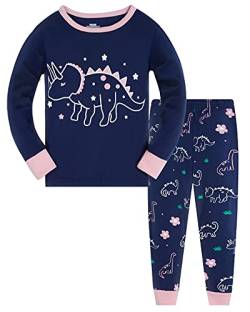 Colobe Mädchen Schlafanzug Baumwolle Einhorn Langarm Zweiteiliger Schlafanzüge Set Süß Panda Kinder Nachtwäsche Winter Weihnachten Pyjama Größe 3-4 Jahre von Colobe