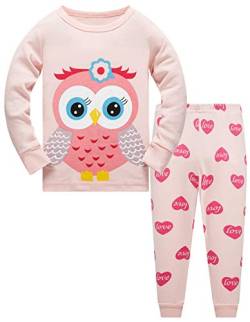 Colobe Mädchen Schlafanzug Baumwolle Einhorn Langarm Zweiteiliger Schlafanzüge Set Süß Panda Kinder Nachtwäsche Winter Weihnachten Pyjama Größe 9-10 Jahre von Colobe