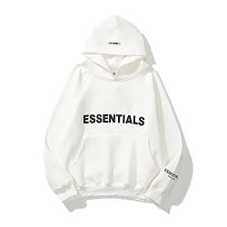 Essentials Hoodie, Doppellinie Geklebte 3D-Buchstaben Hip Hop Paare Pullover Sportbekleidung, Unisex-Fleece-Sweatshirt Mit Kapuze (Color : 1, Size : S) von Cololuck