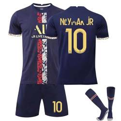 Paris PSG Jersey Set Fußballtrikot Für Kinder/Erwachsene, Nr. 30 Nr. 10 Nr. 7 Blau Weiß Sporttraining T-Shirts Shorts Und Stutzen Fußballtrikot Kinder Jungen Sporthose Sommer Herbst (Color : K, Size von Cololuck