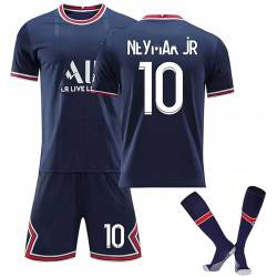 Paris PSG Jersey Set Fußballtrikot Für Kinder/Erwachsene, Nr. 30 Nr. 10 Nr. 7 Blau Weiß Sporttraining T-Shirts Shorts Und Stutzen Fußballtrikot Kinder Jungen Sporthose Sommer Herbst (Color : P, Size von Cololuck