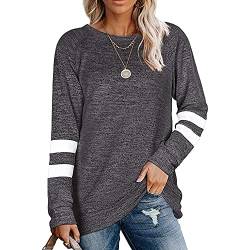 Coloody Damen Langarm Rundhals Freizeit T Shirts Blusen Sweatshirts Tunika Tops für den Winter Baumwolle Pullover Casual Oberteile Tops(Grau,XXL) von Coloody