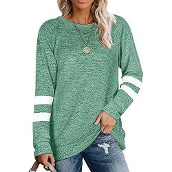 Coloody Damen Langarm Rundhals Freizeit T Shirts Blusen Sweatshirts Tunika Tops für den Winter Baumwolle Pullover Casual Oberteile Tops(Grün,M) von Coloody