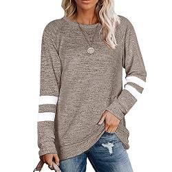 Coloody Damen Langarm Rundhals Freizeit T Shirts Blusen Sweatshirts Tunika Tops für den Winter Baumwolle Pullover Casual Oberteile Tops(Khaki,XL) von Coloody