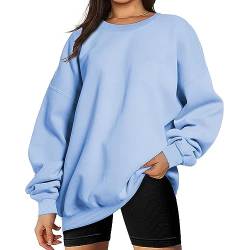 Coloody Pullover Sweatshirt Damen Oversize Langarm Fleece Rundhalsausschnitt Sweatshirt Oberteile Herbst Winter Teenage Mädchen Klamotten von Coloody