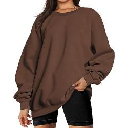 Coloody Pullover Sweatshirt Damen Oversize Langarm Fleece Rundhalsausschnitt Sweatshirt Oberteile Herbst Winter Teenage Mädchen Klamotten von Coloody