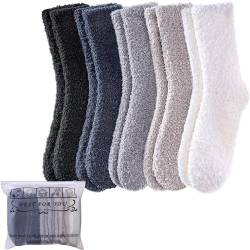 Flauschige Damen-Socken, Tiermotiv, weich, warm, niedlich, Mikrofaser, gemütlich, flauschig, Winter, Weihnachten, 5 Paar, einfarbig, Einheitsgröße von Color City