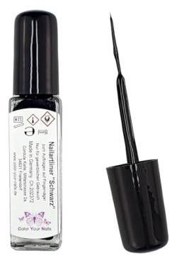 8ml Fineliner,Lackliner, Nailartliner Schwarz. In Glasflasche. Auf Nagellack Basis made in Germany von Color Your Nails