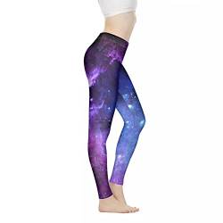 Coloranimal Damen Yoga Leggings Hohe Taille Sport Workout Leggings Länge Active Pants Laufhose (XS-3XL, Blue Galaxy, XL von Coloranimal