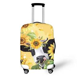Coloranimal Reisegepäck-Schutzhüllen, flexibel, elastisch, mit Reißverschluss, Sonnenblume und Kuh, S (18"-21" cover), Gepäck-Set von Coloranimal