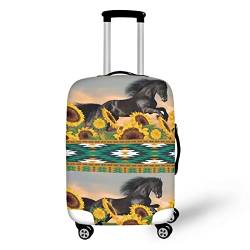 Coloranimal Reisegepäck-Schutzhüllen, flexibel, elastisch, mit Reißverschluss, Sonnenblume und Pferd, S (18"-21" cover), Gepäck-Set von Coloranimal