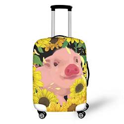 Coloranimal Reisegepäck-Schutzhüllen, flexibel, elastisch, mit Reißverschluss, Sonnenblume und Schwein, XL (30"-32" cover), Gepäck-Set von Coloranimal