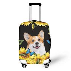 Coloranimal Reisegepäck-Schutzhüllen, flexibel, elastisch, mit Reißverschluss, Sunflower Welsh Corgi Hund, XL (30"-32" cover), Gepäck-Set von Coloranimal
