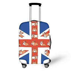 Coloranimal Reisegepäck-Schutzhüllen, flexibel, elastisch, mit Reißverschluss, UK-Flagge Corgi, L (26"-30" cover), Gepäck-Set von Coloranimal