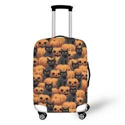 Coloranimal Reisegepäck Schutzhüllen Flexible Elastische Reißverschluss Tasche Abdeckung, Schwarze Katze Orange Kürbis, M (22"-25" cover), Gepäck-Set von Coloranimal