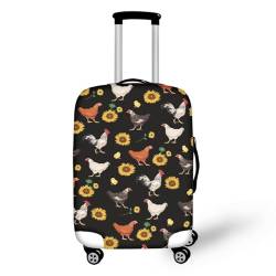 Coloranimal Reisegepäck Schutzhüllen Flexible Elastische Reißverschluss Tasche Abdeckung, Sonnenblumen-Huhn, L (26"-30" cover), Gepäck-Set von Coloranimal