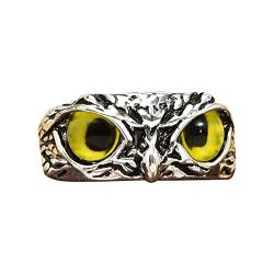 Colorful Einstellbar Eule Tail Ring Blaue Augen Owl Fingerring Owl Multicolor Retro Eye Ring für Herren Damen (Gelb) von Colorful Outdoor