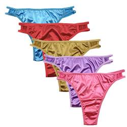 Colorful Star 5 Pack Damen Satin G-String Unterwäsche String Bikini Thongs Panties, mehrfarbig, Medium von Colorful Star