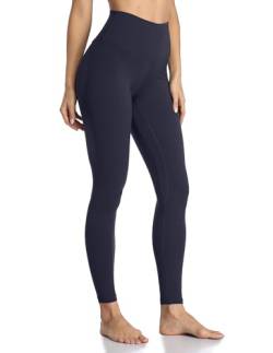 Colorfulkoala Frauen Butterweich hoch taillierte Yoga-Hose in voller Länge Leggings (L, Echte Marine) von Colorfulkoala