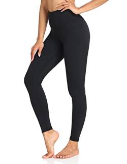 Colorfulkoala Frauen Butterweich hoch taillierte Yoga-Hose in voller Länge Leggings (L, Schwarz) von Colorfulkoala