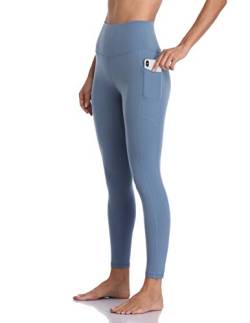 Colorfulkoala Women's High Waisted Tummy Control Workout Leggings 7/8 Länge Yoga Pants mit Taschen (M, Stahlblau) von Colorfulkoala