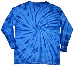 Colortone Langärmeliges T-Shirt für Jugendliche und Erwachsene, Tie Dye. - Blau - X-Groß von Colortone