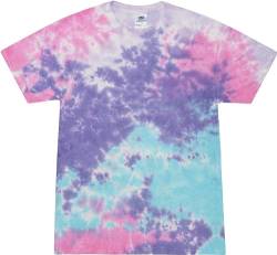 Colortone Unisex Batik Kinder T-Shirt 'Swirl' | Batik Shirt 92-158 mit verschiedenen Mustern | Flower Power Kleidung Jungs Mädchen aus Baumwolle | Handgefärbtes Batik Design | Cotton Candy, 4Y (104) von Colortone