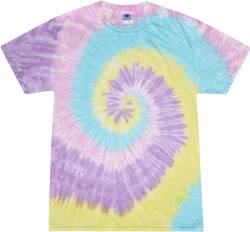 Colortone Unisex Batik Kinder T-Shirt 'Swirl' | Batik Shirt 92-158 mit verschiedenen Mustern | Flower Power Kleidung Jungs Mädchen aus Baumwolle | Handgefärbtes Batik Design | Jellybean, M (140-146) von Colortone