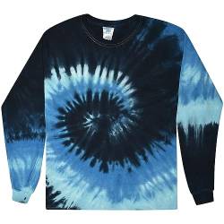 Colortone Unisex Batik Langarm Shirt 'Swirl' | Batik Shirt mit verschiedenen Mustern | Flower Power Kleidung Damen Herren aus Baumwolle | Handgefärbtes Batik Design | Blue Ocean, 3XL von Colortone