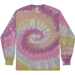 Colortone Unisex Batik Langarm Shirt 'Swirl' | Batik Shirt mit verschiedenen Mustern | Flower Power Kleidung Damen Herren aus Baumwolle | Handgefärbtes Batik Design | Desert Rose, 3XL von Colortone