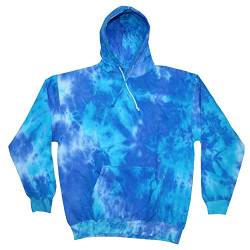 Colortone Unisex Batik Pullover 'Rainbow' | Hoodie Batik S - 3XL mit verschiedenen Mustern | Flower Power Kleidung Damen Herren aus Baumwolle | Handgefärbtes Batik Design | Blue Mix, XL von Colortone