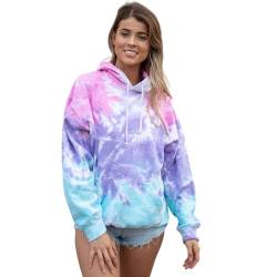 Colortone Unisex Batik Pullover 'Rainbow' | Hoodie Batik S - 3XL mit verschiedenen Mustern | Flower Power Kleidung Damen Herren aus Baumwolle | Handgefärbtes Batik Design | Cotton Candy, 3XL von Colortone