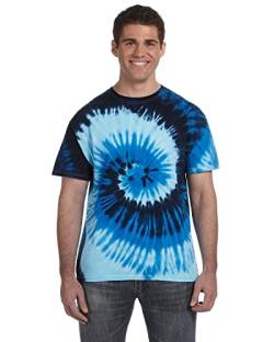 Colortone Unisex Batik T-Shirt 'Swirl' | Batik Shirt S - 5XL mit verschiedenen Mustern | Flower Power Kleidung Damen Herren aus Baumwolle | Handgefärbtes Batik Design | Blue Ocean, 3XL von Colortone