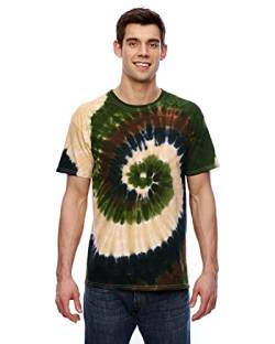 Colortone Unisex Batik T-Shirt 'Swirl' | Batik Shirt S - 5XL mit verschiedenen Mustern | Flower Power Kleidung Damen Herren aus Baumwolle | Handgefärbtes Batik Design | Camo Swirl, 3XL von Colortone