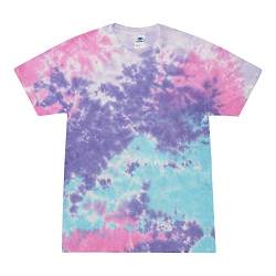 Colortone Unisex Batik T-Shirt 'Swirl' | Batik Shirt S - 5XL mit verschiedenen Mustern | Flower Power Kleidung Damen Herren aus Baumwolle | Handgefärbtes Batik Design | Cotton Candy, L von Colortone
