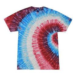 Colortone Unisex Batik T-Shirt 'Swirl' | Batik Shirt S - 5XL mit verschiedenen Mustern | Flower Power Kleidung Damen Herren aus Baumwolle | Handgefärbtes Batik Design | Fire Cracker, 3XL von Colortone