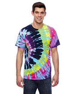 Colortone Unisex Batik T-Shirt 'Swirl' | Batik Shirt S - 5XL mit verschiedenen Mustern | Flower Power Kleidung Damen Herren aus Baumwolle | Handgefärbtes Batik Design | Flashback, L von Colortone