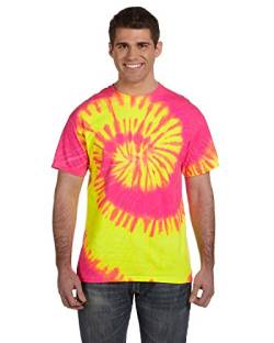 Colortone Unisex Batik T-Shirt 'Swirl' | Batik Shirt S - 5XL mit verschiedenen Mustern | Flower Power Kleidung Damen Herren aus Baumwolle | Handgefärbtes Batik Design | Fluorescent Swirl, S von Colortone