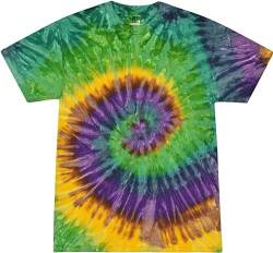 Colortone Unisex Batik T-Shirt 'Swirl' | Batik Shirt S - 5XL mit verschiedenen Mustern | Flower Power Kleidung Damen Herren aus Baumwolle | Handgefärbtes Batik Design | Mardi Gras, 3XL von Colortone